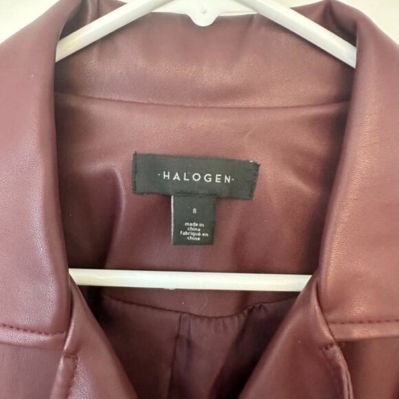 Halogen Faux Leather Moto Jacket, Burgundy, Size S - Picture 6 of 11